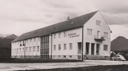 ALTE POSTKARTE ROSENHEIM BERUFSFACHSCHULE DER HOLZWIRTSCHAFT Holz Schule VW Käfer Ansichtskarte postcard cpa AK