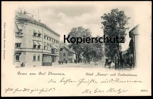 ALTE POSTKARTE GRUSS AUS BAD ILMENAU HOTEL TANNE UND LINDENSTRASSE 1899 cpa AK Ansichtskarte postcard
