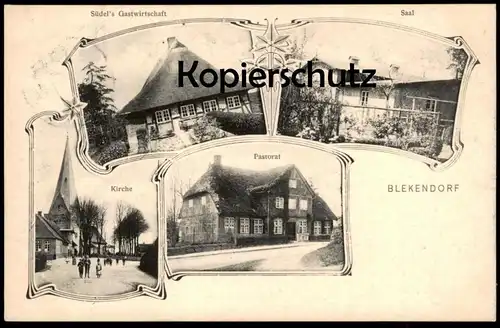 ALTE POSTKARTE BLEKENDORF SAAL KIRCHE PASTORAT SÜDEL'S GASTWIRTSCHAFT cpa AK Ansichtskarte postcard