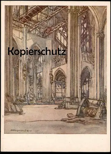 ALTE POSTKARTE KÖLN 700 JAHRE KÖLNER DOM BLICK AUF DIE ORGELEMPORE NACH EINEM AQUARELL VON BERNHARD GAUER postcard cpa