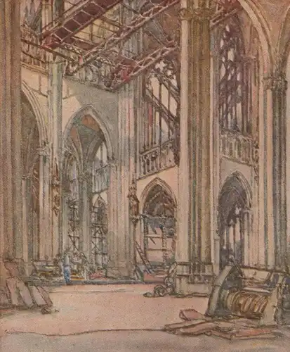 ALTE POSTKARTE KÖLN 700 JAHRE KÖLNER DOM BLICK AUF DIE ORGELEMPORE NACH EINEM AQUARELL VON BERNHARD GAUER postcard cpa