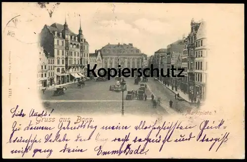 ALTE POSTKARTE GRUSS AUS BONN MARKTPLATZ 1897 postcard cpa Ansichtskarte AK