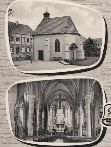 ÄLTERE POSTKARTE GRUSS AUS WALLENHORST PFARRKIRCHE ST. ALEXANDER MIT KAPELLE postcard cpa Ansichtskarte AK