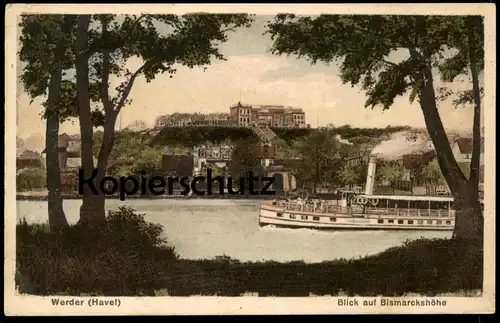 ALTE POSTKARTE WERDER HAVEL BLICK AUF BISMARCKSHÖHE Schiff Dampfer Steamer Bismarckhöhe cpa AK Ansichtskarte postcard