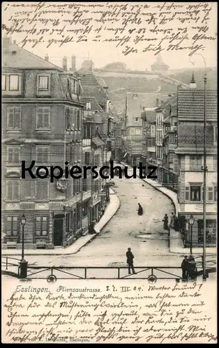 ALTE POSTKARTE ESSLINGEN PLIENSAUSTRASSE 1904 STEMPEL KÖNIGLICH WÜRTTEMBERGISCHE BAHNPOST cpa Ansichtskarte postcard AK