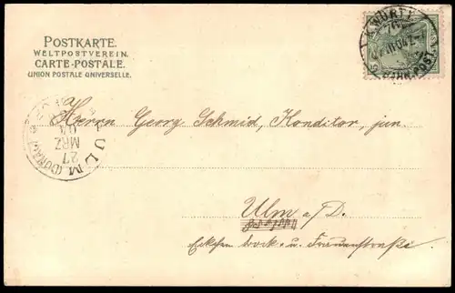 ALTE POSTKARTE ESSLINGEN PLIENSAUSTRASSE 1904 STEMPEL KÖNIGLICH WÜRTTEMBERGISCHE BAHNPOST cpa Ansichtskarte postcard AK