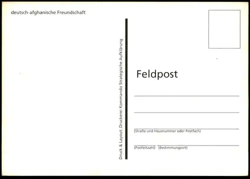 ÄLTERE FELDPOST POSTKARTE DEUTSCH-AFGHANISCHE FREUNDSCHAFT BUNDESWEHR AFGHANISTAN FLAGGE Ansichtskarte cpa AK postcard