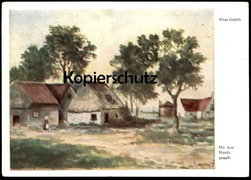 ÄLTERE POSTKARTE ALTES GEHÖFT C. F. RIET MIT DEM MUNDE GEMALT Peint à la bouche Bauernhaus cpa AK Ansichtskarte postcard