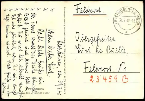 ALTE POSTKARTE VERSUNKEN HUMMEL BUCH EMIL FINK VERLAG STEMPEL BAYER I.G. WERK book cpa AK Ansichtskarte postcard