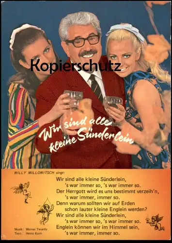 ÄLTERE POSTKARTE WIR SIND ALLE KLEINE SÜNDERLEIN WILLY MILLOWITSCH Amor cupid cupidon Song Sänger Ansichtskarte postcard