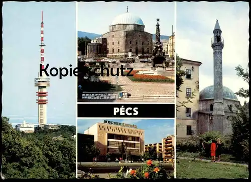 ÄLTERE POSTKARTE PÉCS FERNSEHTURM Turm tower tour Moschee postcard Ansichtskarte cpa AK