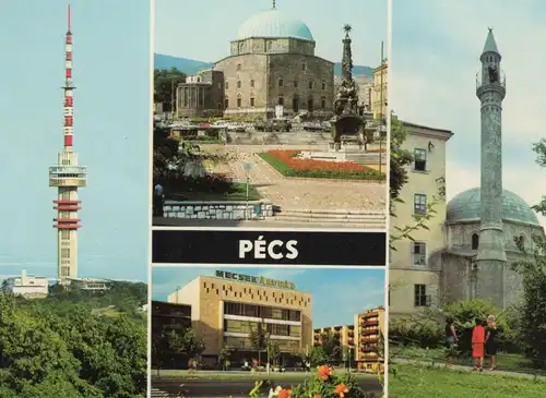 ÄLTERE POSTKARTE PÉCS FERNSEHTURM Turm tower tour Moschee postcard Ansichtskarte cpa AK