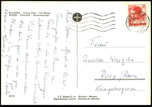 ÄLTERE POSTKARTE BOLZANO PIAZZA ERBE VIA MUSEO BOZEN OBSTMARKT MUSEUMSTRASSE Meinl Ansichtskarte cpa AK postcard