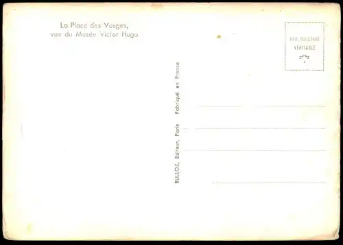 ALTE POSTKARTE PARIS LA PLACE DES VOSGES VUE DU MUSÉE VICTOR HUGO Ansichtskarte cpa AK postcard