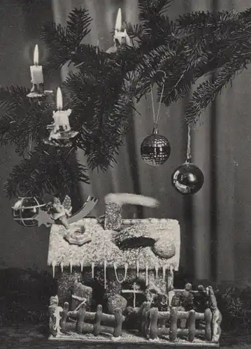 ALTE POSTKARTE FRÖHLICHE WEIHNACHTEN LEBKUCHENHAUS HEXENHAUS gingerbread pain d'épices christmas postcard Ansichtskarte