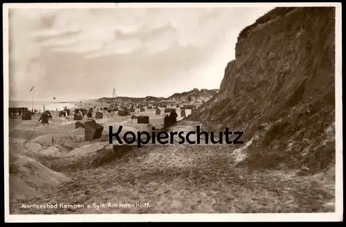 ALTE POSTKARTE NORDSEEBAD KAMPEN AUF SYLT AM ROTEN KLIFF STRAND STRANDKÖRBE Ansichtskarte cpa AK postcard