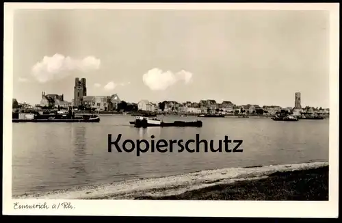 ÄLTERE POSTKARTE EMMERICH AM RHEIN PANORAMA Frachtschiff cargo ship Totalansicht Ansichtskarte cpa AK postcard