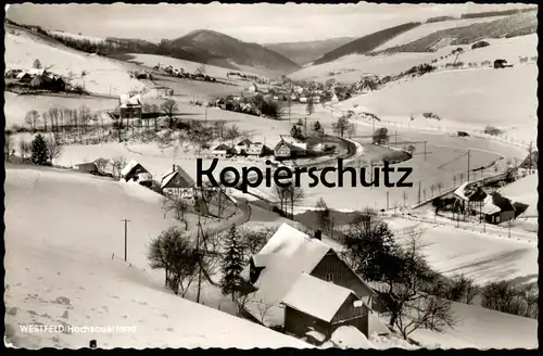 ÄLTERE POSTKARTE WESTFELD HOCHSAUERLAND GASTHOF PENSION SCHNEIDER FERNRUF OBERKIRCHEN Winter Schmallenberg cpa postcard