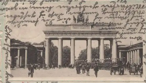 ALTE PRÄGE POSTKARTE BERLIN BRANDENBURGER THOR Tor Parade Passepartout postcard Ansichtskarte AK cpa