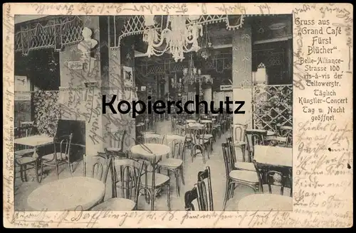 ALTE POSTKARTE BERLIN GRUSS AUS GRAND CAFÉ FÜRST BLÜCHER Reif Bräu postcard Ansichtskarte AK cpa