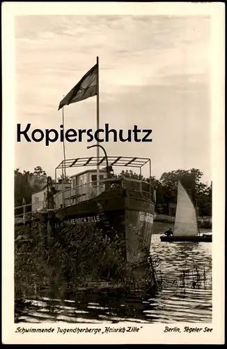 ALTE POSTKARTE BERLIN TEGELER SEE SCHWIMMENDE JUGENDHERBERGE HEINRICH ZILLE TEGEL postcard Ansichtskarte AK cpa