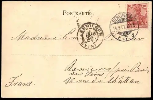 ALTE POSTKARTE GRUSS AUS BERLIN BURGSTRASSE 1901 MIT KAISER WILHELM-BRÜCKE U. DOM postcard Ansichtskarte cpa AK