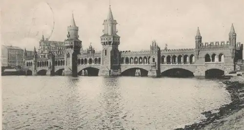 ALTE POSTKARTE BERLIN OBERBAUMBRÜCKE 1901 BRÜCKE KREUZBERG FRIEDRICHSHAIN bridge pont postcard Ansichtskarte cpa AK