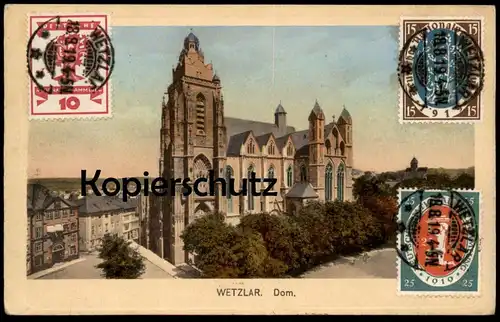 ALTE POSTKARTE WETZLAR DOM FRANKATUR DEUTSCHE NATIONALVERSAMMLUNG 1919 Briefmarke Briefmarken postcard Ansichtskarte cpa