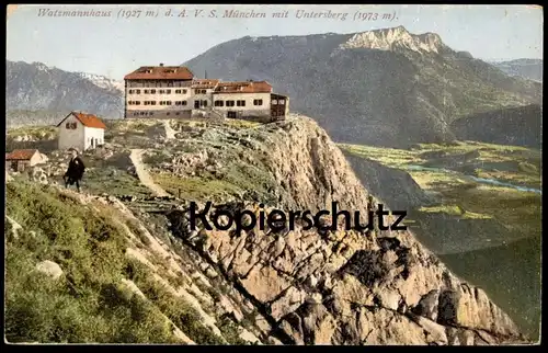 ALTE POSTKARTE WATZMANNHAUS 1927 M D. A. V. S. MÜNCHEN MIT UNTERSBERG 1973 M Berchtesgaden postcard Ansichtskarte AK cpa