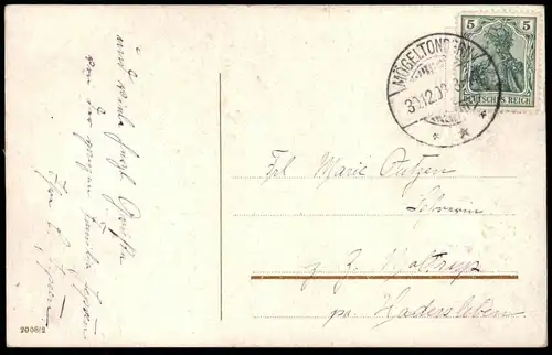 ALTE POSTKARTE PROSIT NEUJAHR MÄDCHEN ZIEHT SCHLITTEN Kinder Stempel Mögeltondern sleigh luge AK Ansichtskarte postcard