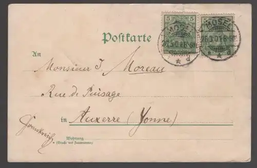 ALTE LITHO POSTKARTE GRUSS VON DER FORELLENMÜHLE MOSEL BEI ZWICKAU 1901 SCHIESSSTAND Hirsch deer Ansichtskarte postcard