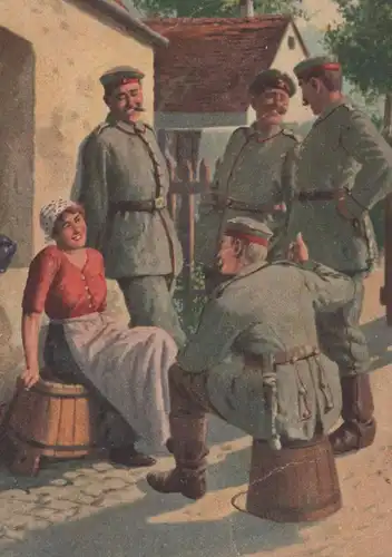 ALTE POSTKARTE DIE BELAGERUNG SOLDATEN BELAGERN FRAU IMMER FACHMANN KÜNSTLER KARTE NR.12 cpa AK Ansichtskarte postcard