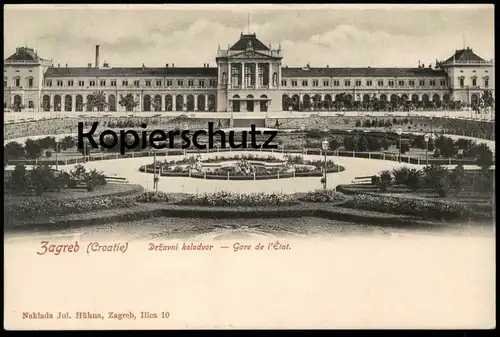 ALTE POSTKARTE ZAGREB CROATIE DRZAVNI KOLODVOR GARE DE L'ÉTAT Kroatien Hrvatska Croatie postcard AK cpa Ansichtskarte