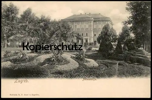 ALTE POSTKARTE ZAGREB AKADEMIJA Garten Park parc garden Kroatien Hrvatska Croatie postcard AK cpa Ansichtskarte