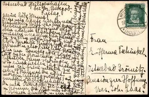 ALTE POSTKARTE OSTSEEBAD HEILIGENHAFEN 1928 MÖVEN VOR DER LESEHALLE Möwen Möwe postcard AK cpa Ansichtskarte