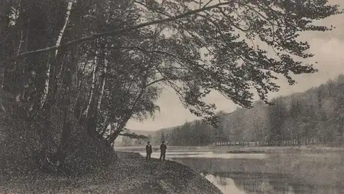 ALTE POSTKARTE SAARBRÜCKEN PARTIE AM DEUTSCH-MÜHLENWEIHER Weiher See cpa postcard Ansichtskarte AK