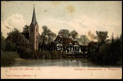 ALTE POSTKARTE HANDORF BEI MÜNSTER IN WESTFALEN GASTHAUS U. SOMMERFRISCHE B. VENNEMANN cpa postcard Ansichtskarte AK