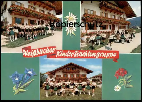 ÄLTERE POSTKARTE WEISSBACHER KINDER-TRACHTENGRUPPE Weißbach Schneizlreuth Tracht children dancing traditional costume