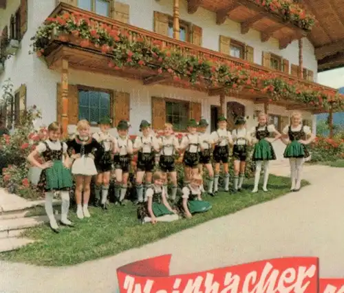 ÄLTERE POSTKARTE WEISSBACHER KINDER-TRACHTENGRUPPE Weißbach Schneizlreuth Tracht children dancing traditional costume