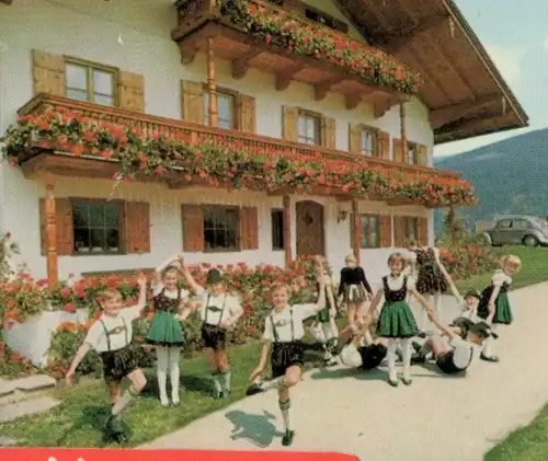 ÄLTERE POSTKARTE WEISSBACHER KINDER-TRACHTENGRUPPE Weißbach Schneizlreuth Tracht children dancing traditional costume