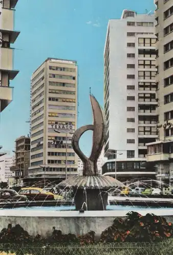 ÄLTERE POSTKARTE CASABLANCA AVENUE DE L'ARMÉE ROYALE fountain fontaine Texaco Maroc Marocco postcard AK Ansichtskarte