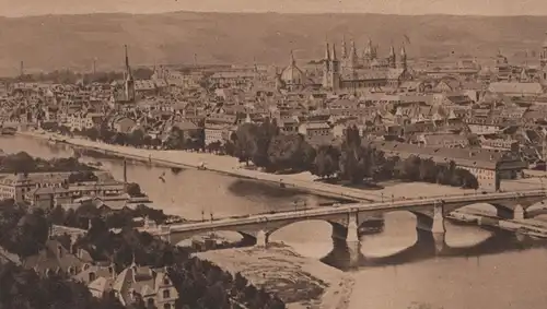 ALTE POSTKARTE WÜRZBURG TOTALE VOM KÄPPELE AUS PANORAMA STEMPEL SCHÖNLEBER BRATWURSTHERZLE postcard cpa AK Ansichtskarte