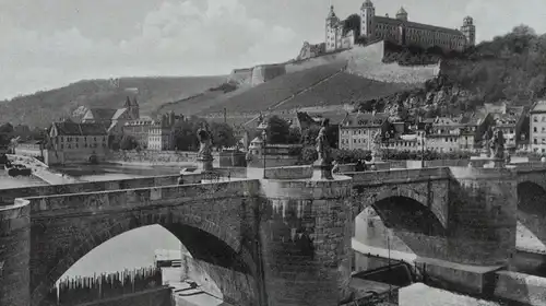 ALTE POSTKARTE WÜRZBURG ALTE MAINBRÜCKE UND FESTE MARIENBERG Main postcard cpa AK Ansichtskarte