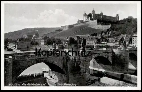 ALTE POSTKARTE WÜRZBURG ALTE MAINBRÜCKE MIT FESTE MARIENBERG Main postcard cpa AK Ansichtskarte