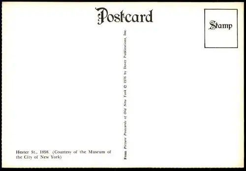 ÄLTERE REPRO POSTKARTE HESTER ST. 1898 COURTESY OF THE MUSEUM OF THE CITY OF NEW YORK Markt market marché AK postcard