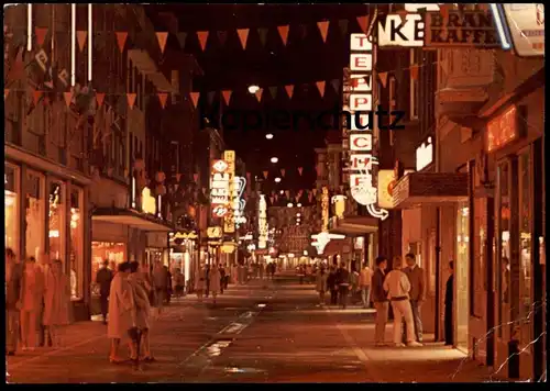 ÄLTERE POSTKARTE WILHELMSHAVEN MARKTSTRASSE BEI NACHT TEPPICHE KAFFEEE AGFA at night la nuit postcard Ansichtskarte cpa