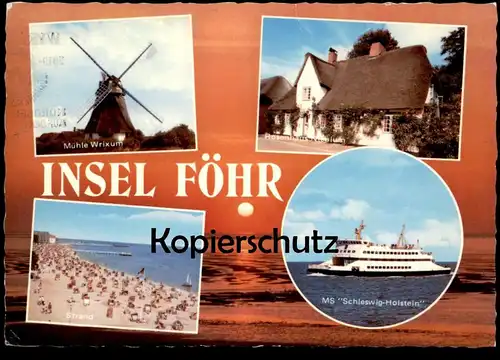 ÄLTERE POSTKARTE INSEL FÖHR MÜHLE WRIXUM ROSENHAUS NIEBLUM MS SCHLESWIG-HOLSTEIN SCHIFF WINDMÜHLE windmill molen cpa AK