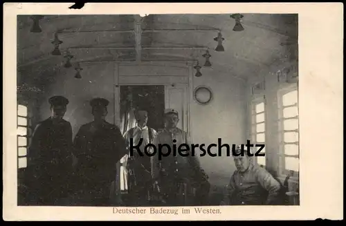 ALTE POSTKARTE DEUTSCHER BADEZUG IM WESTEN Soldat Eisenbahn Zug train Waggon uniform 1914-1918 postcard Ansichtskarte AK