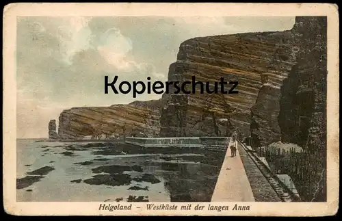 ALTE POSTKARTE HELGOLAND WESTKÜSTE MIT DER LANGEN ANNA Lange Anna Hund dog chien postcard Ansichtskarte AK cpa