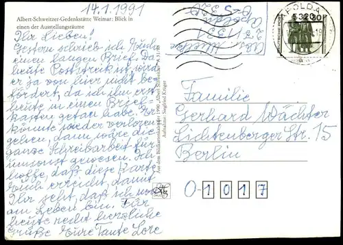 ÄLTERE POSTKARTE ALBERT-SCHWEITZER-GEDENKSTÄTTE WEIMAR BLICK IN EINEN DER AUSSTELLUNGSRÄUME postcard Ansichtskarte AK